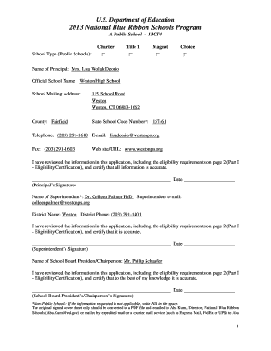 National Blue Ribbon Schools Program Application