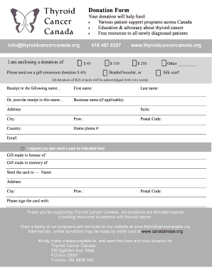 Thyroid Cancer Canada Donation Form