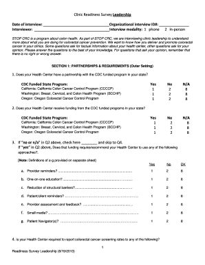 Clinic Readiness Survey Leadership