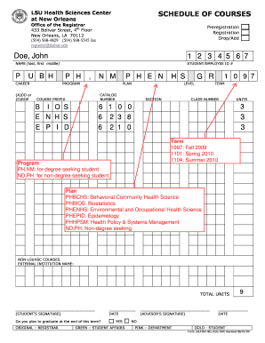 LSUHSC Course Registration Form