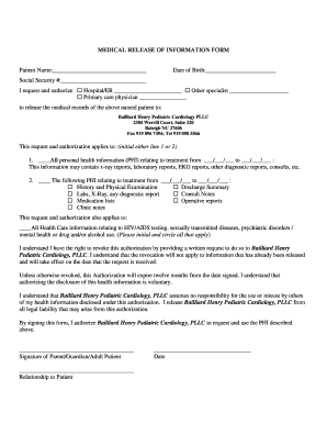 Medical Release of Information Form