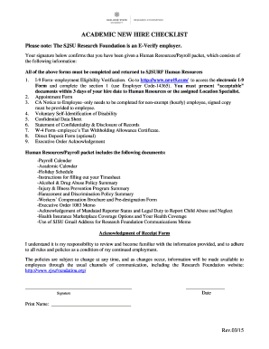 Academic New Hire Checklist