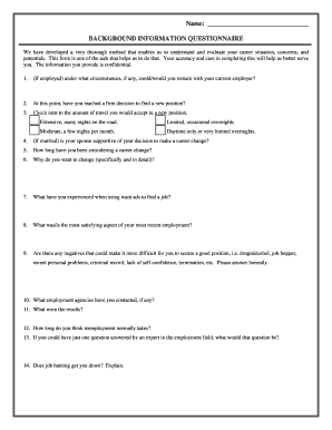 Background Information Questionnaire