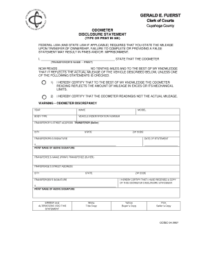 Odometer Disclosure Statement