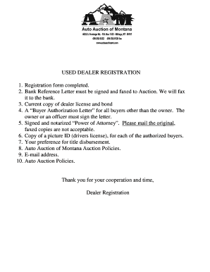 Used Dealer Registration Form