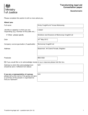 Transforming Legal Aid Questionnaire