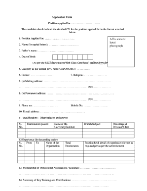 Government Job Application Form
