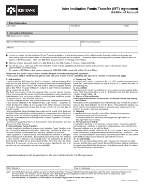 Inter-Institution Funds Transfer Agreement