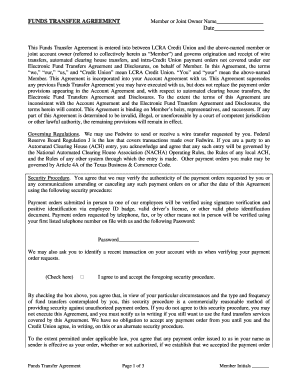Funds Transfer Agreement
