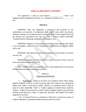 Sample Claims Service Agreement