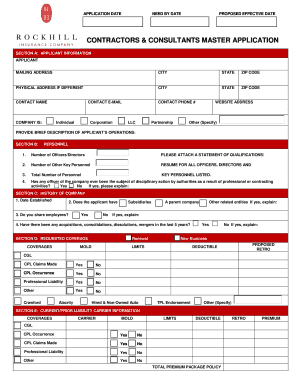 Contractors and Consultants Master Application