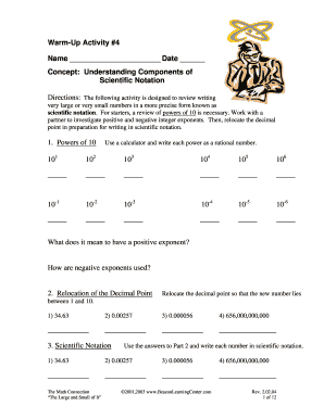 Scientific Notation Worksheet