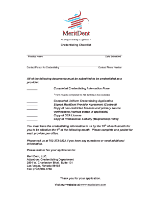 Credentialing Checklist for Dentists