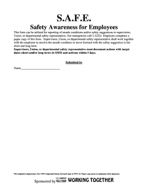 Safety Awareness for Employees Form