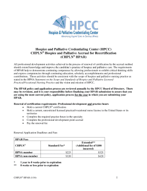 CHPLN® Hospice and Palliative Accrual for Recertification