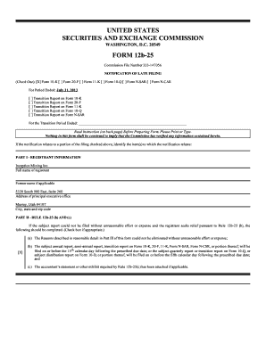 Form 12b-25 Notification of Late Filing