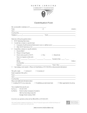 North Carolina Community Foundation Contribution Form