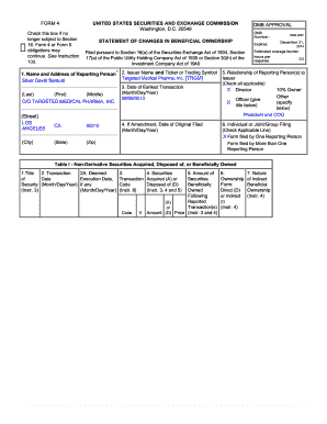 Form 4 Statement of Changes in Beneficial Ownership