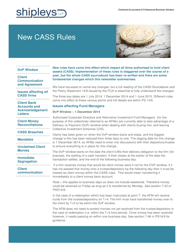 Fillable Online New CASS Rules Fax Email Print pdfFiller