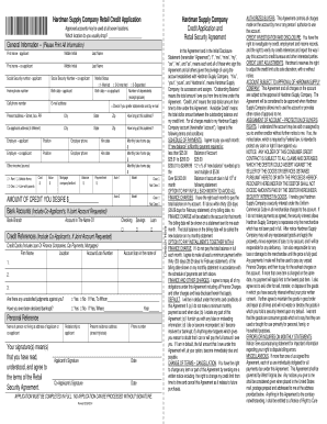 Hardman Supply Company Retail Credit Application