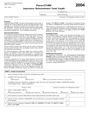 Connecticut Insurance Reinvestment Fund Credit Form