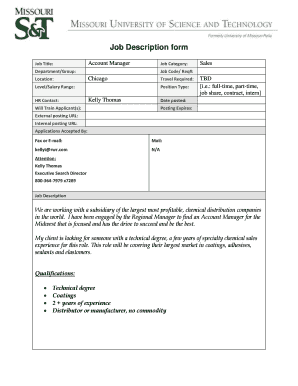 Account Manager Job Description Form