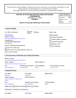 SEC Form D/A Notice of Exempt Offering of Securities