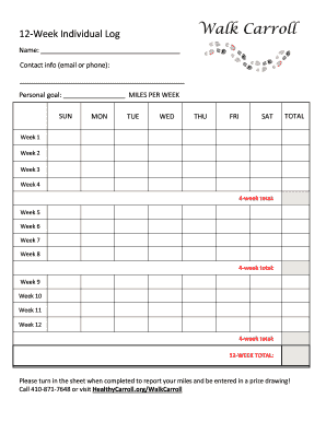 12-Week Individual Walking Log