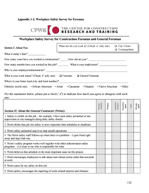Workplace Safety Survey for Foremen