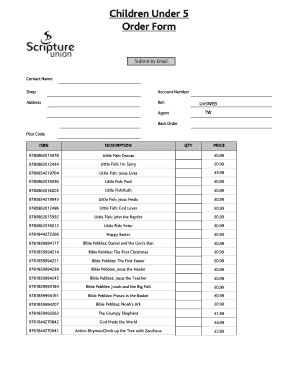 Children Under 5 Order Form