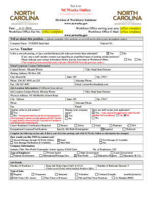 NCWorks Online Job Posting Form