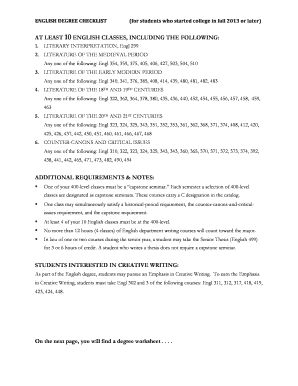English Degree Checklist