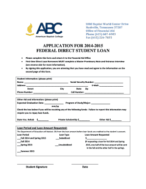 2014-2015 Federal Direct Student Loan Application
