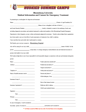 Medical Information and Consent for Emergency Treatment