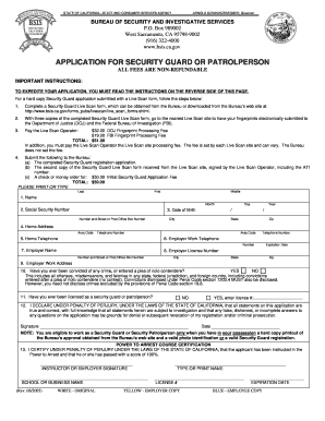 California Security Guard Registration Application
