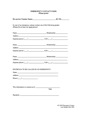 Emergency Contact Form