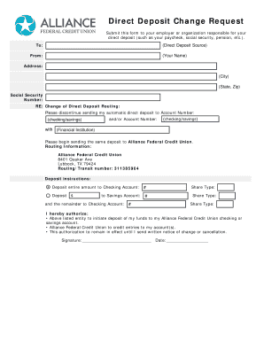 Direct Deposit Change Request Form