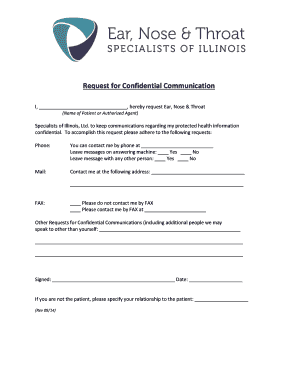 Request for Confidential Communication Form