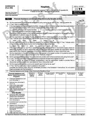 Schedule H Form 990 for Hospitals