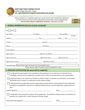 Smittcamp Family Honors College Application