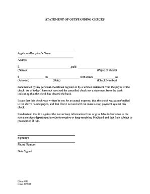 Statement of Outstanding Checks