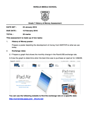 HERZLIA MIDDLE SCHOOL Grade 7 History of Money Assessment