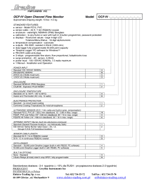 Order Form OCF-IV Open Channel Flow Monitor