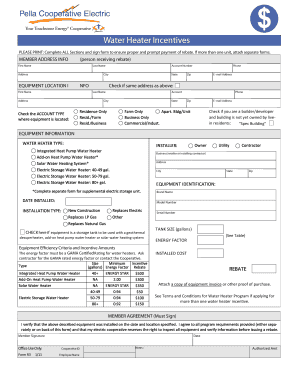 Water Heater Incentive Form