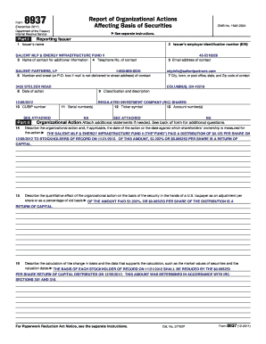Form 8937 Report of Organizational Actions