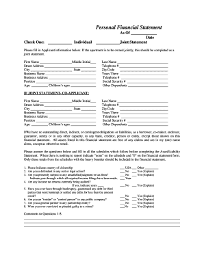 Personal Financial Statement Form