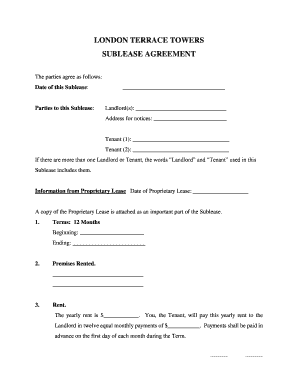 London Terrace Towers Sublease Agreement