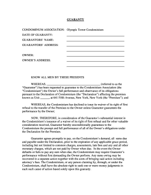 Condominium Association Guaranty Agreement