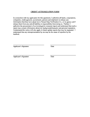 Credit Authorization Form