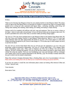 Lady Musgrave Island Camping Booking Form